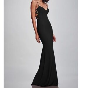 Theia Chiara Side Cutout Column Gown